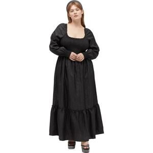 HILL HOUSE The Emily Nap Maxi Crushed Taffeta Long Cuffed Sleeve Smock Dress XL